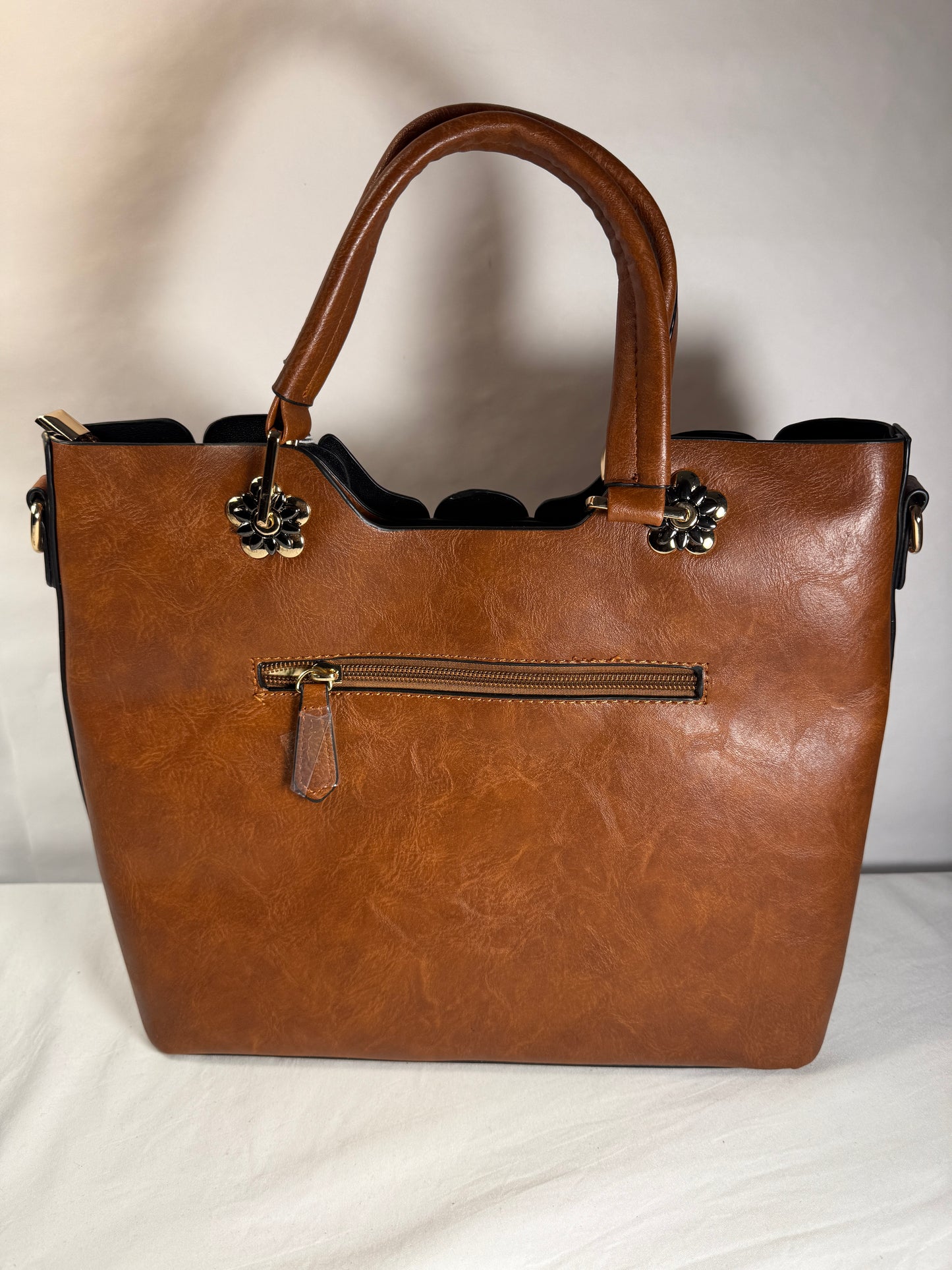Brown Top-Handle Tote/ Crossbody Bag