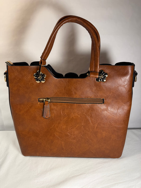 Brown Top-Handle Tote/ Crossbody Bag