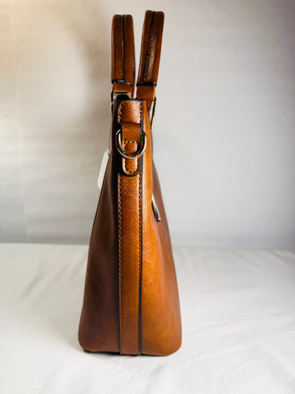 Brown Top-Handle Tote/ Crossbody Bag