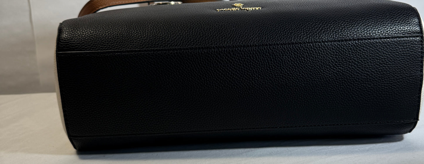 Triple Section Shoulder Bag in Black - Vanilla - Hazelnut