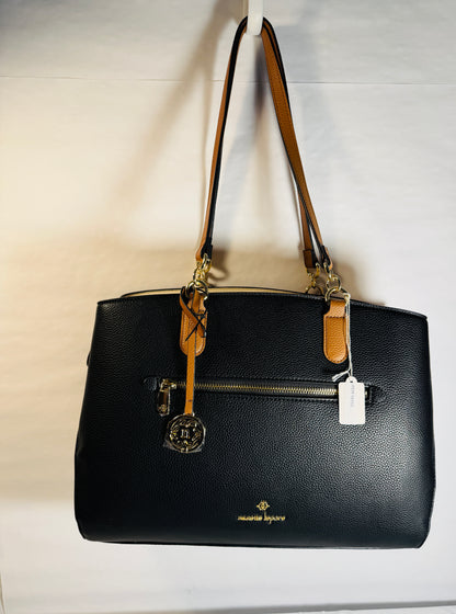 Triple Section Shoulder Bag in Black - Vanilla - Hazelnut