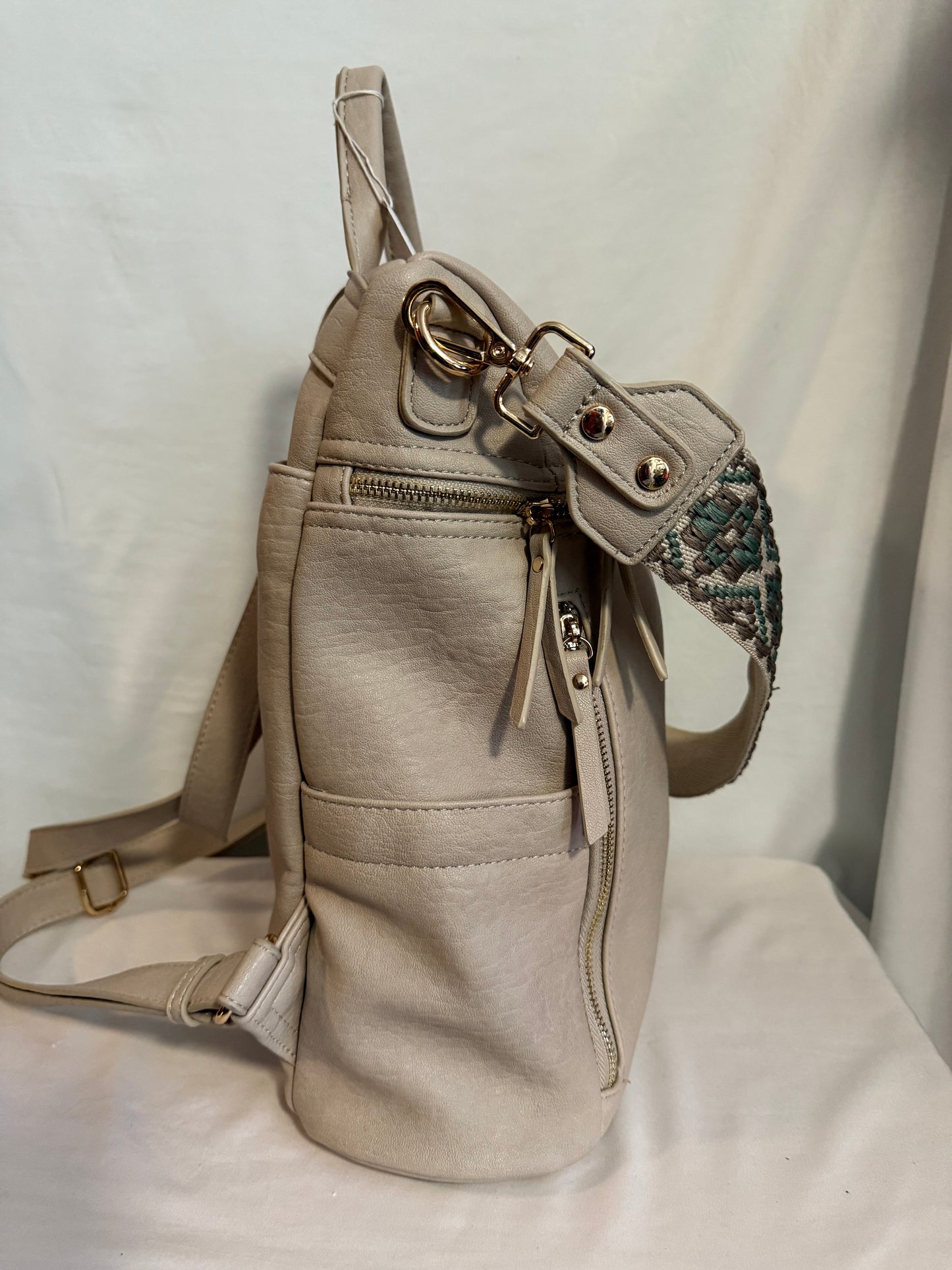 Faux Leather Soft Backpack Shoulder Bag/Tote 