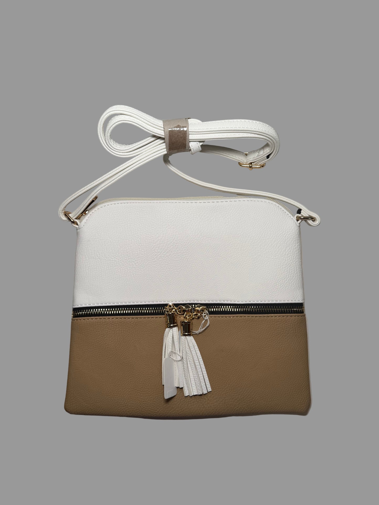 Pre-owned White & Taupe Crossbody Bag