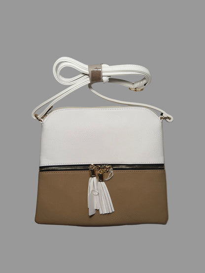 Pre-owned White & Taupe Crossbody Bag