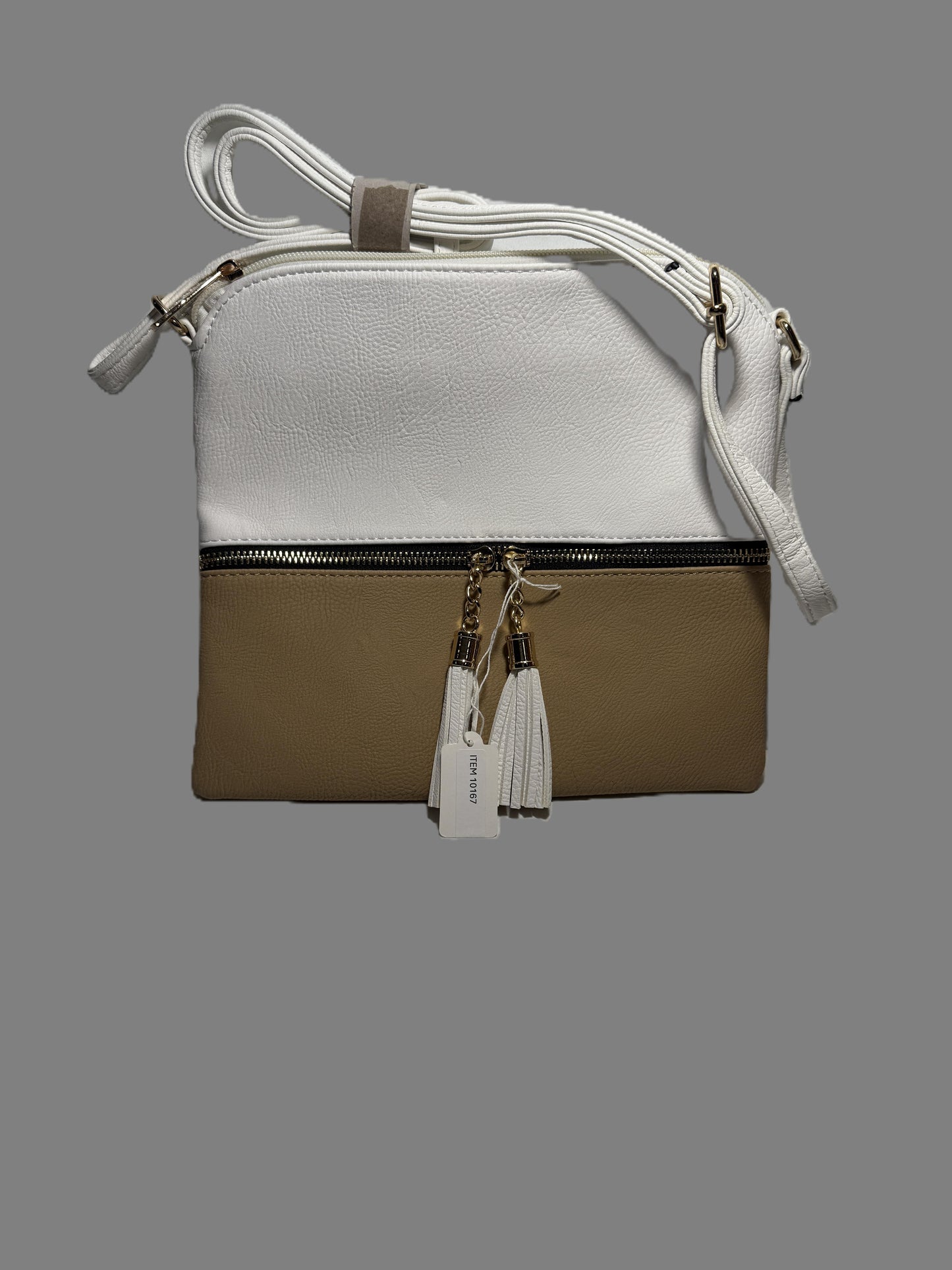 Pre-owned White & Taupe Crossbody Bag