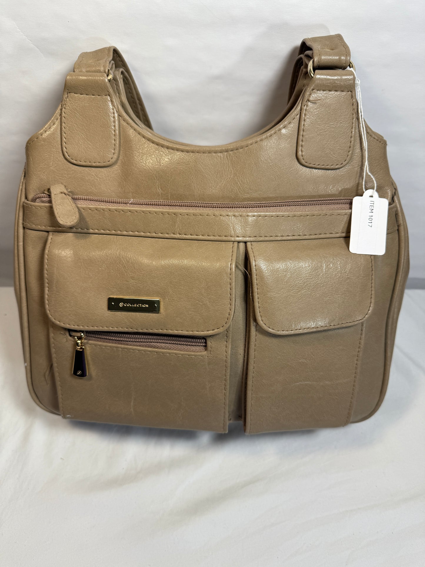 Organizer Purse Handbag Pockets Large Taupe Wallet Dual Strap Shoulder Satchel