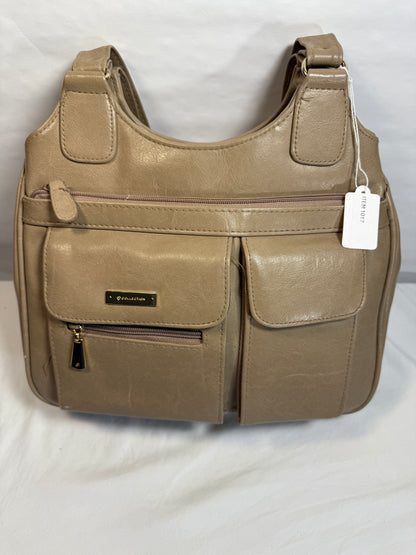 Organizer Purse Handbag Pockets Large Taupe Wallet Dual Strap Shoulder Satchel