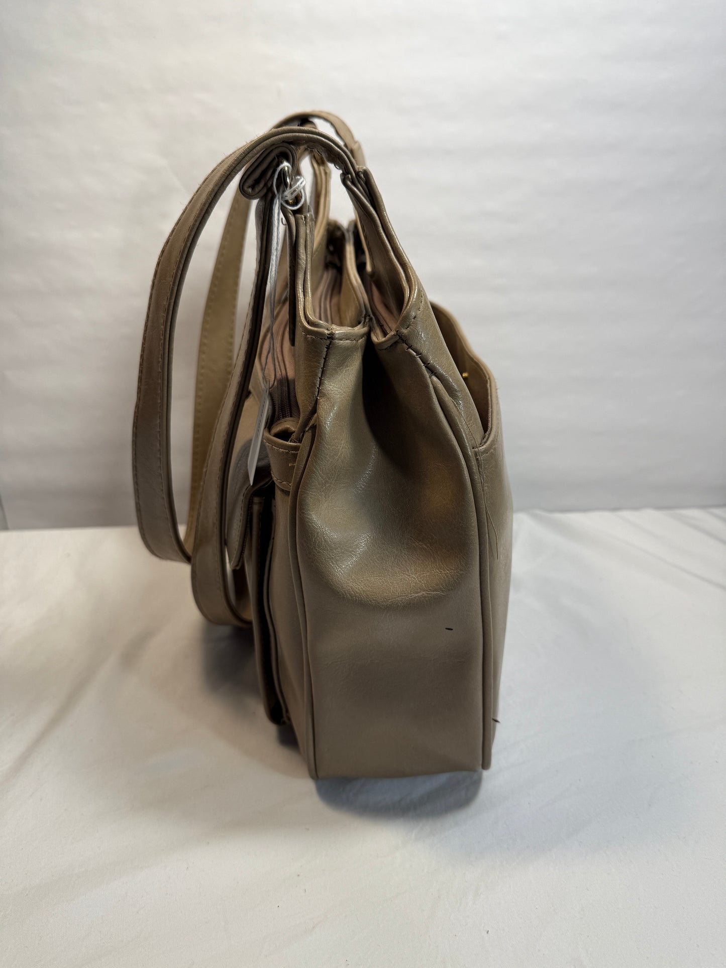 Organizer Purse Handbag Pockets Large Taupe Wallet Dual Strap Shoulder Satchel