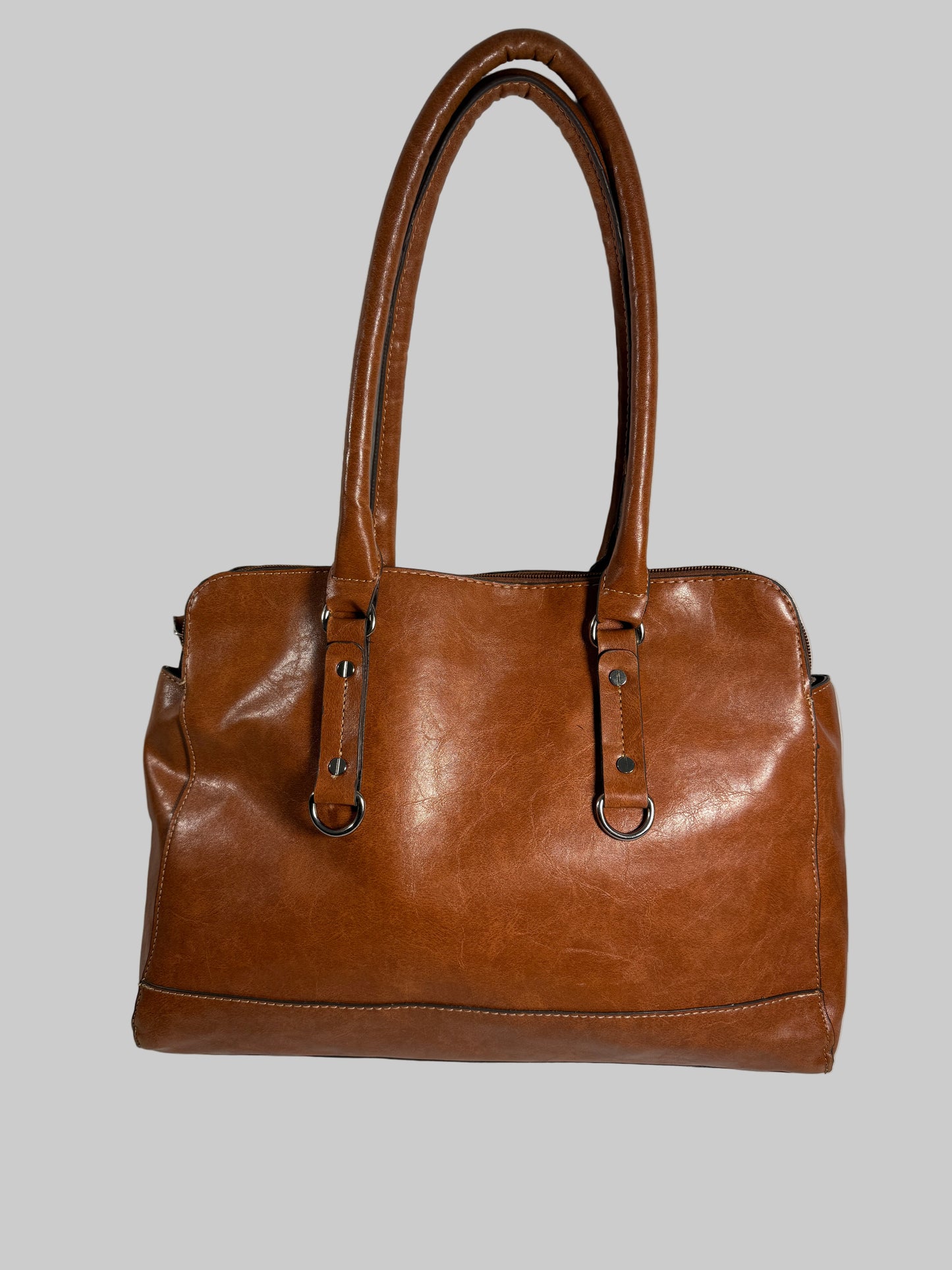 Brown Faux Leather Shoulder Bag