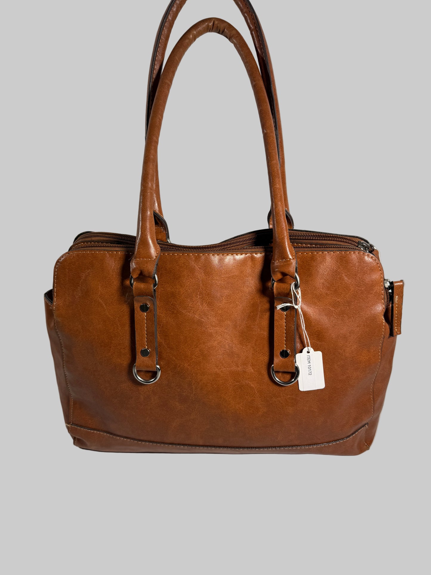 Brown Faux Leather Shoulder Bag