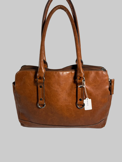 Brown Faux Leather Shoulder Bag