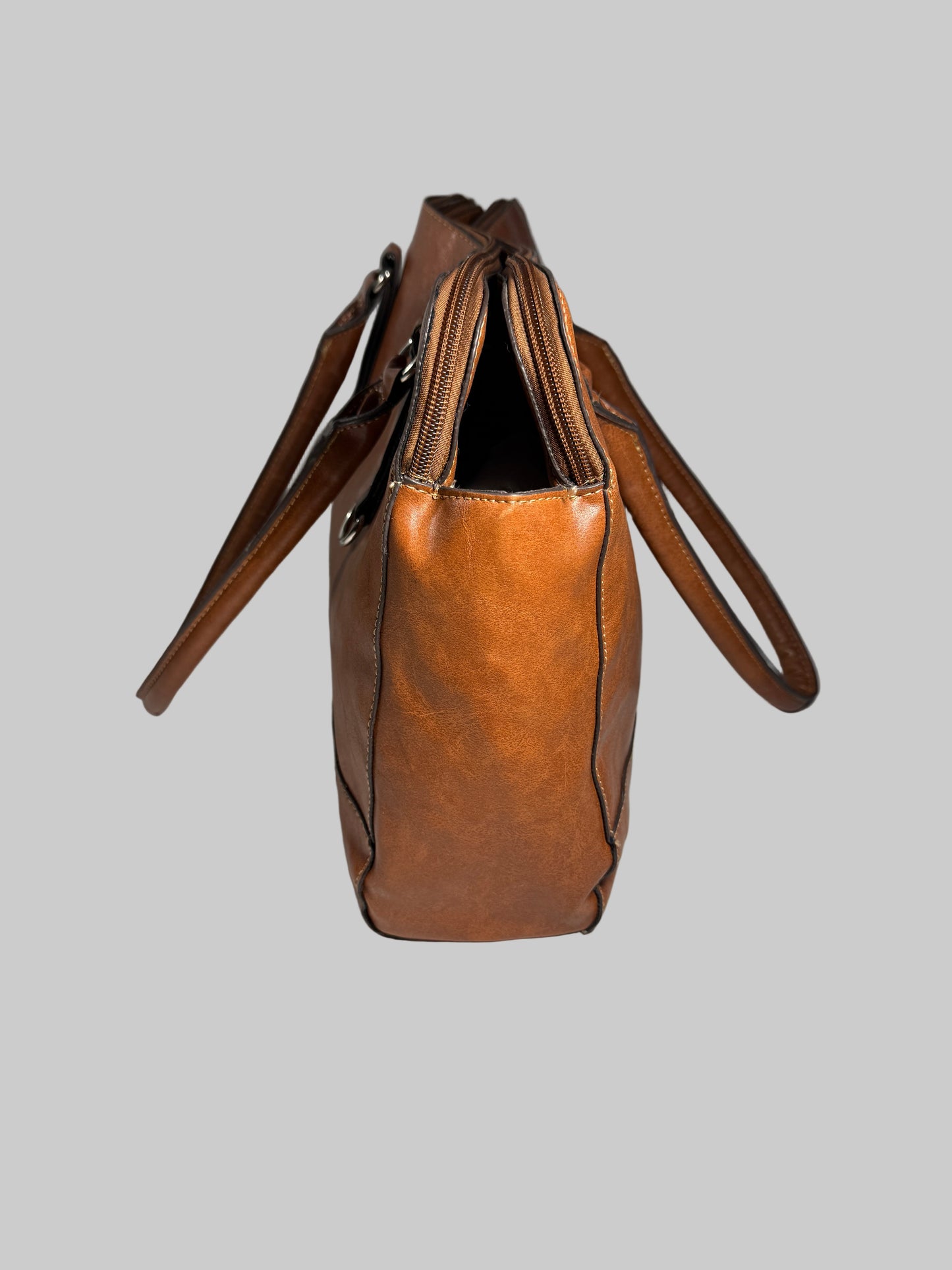 Brown Faux Leather Shoulder Bag