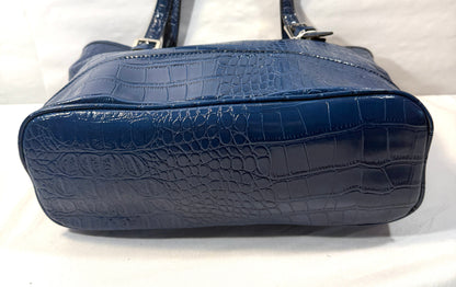 Pre-owned Giani Bernini Blue Croc Purse Shoulder Bag 