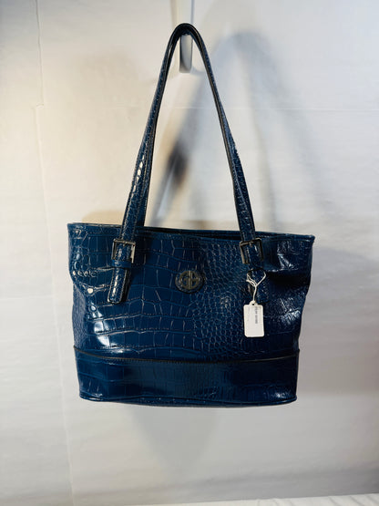 Pre-owned Giani Bernini Blue Croc Purse Shoulder Bag 