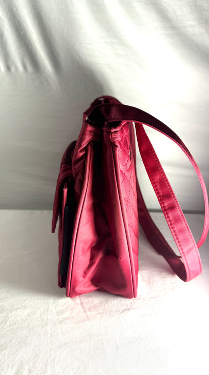 Microfiber Quilted Dark Red Hand Bag