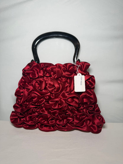 Vintage Red Satin Roses With Retro Handle