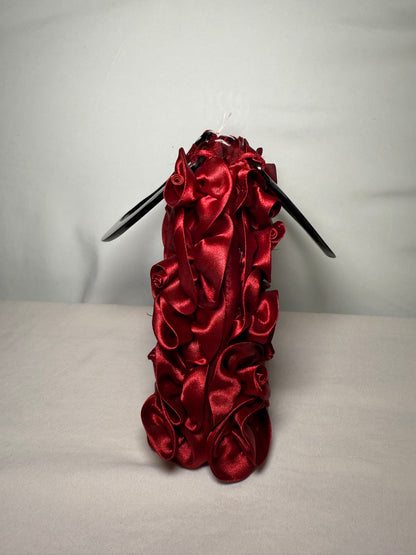 Vintage Red Satin Roses With Retro Handle