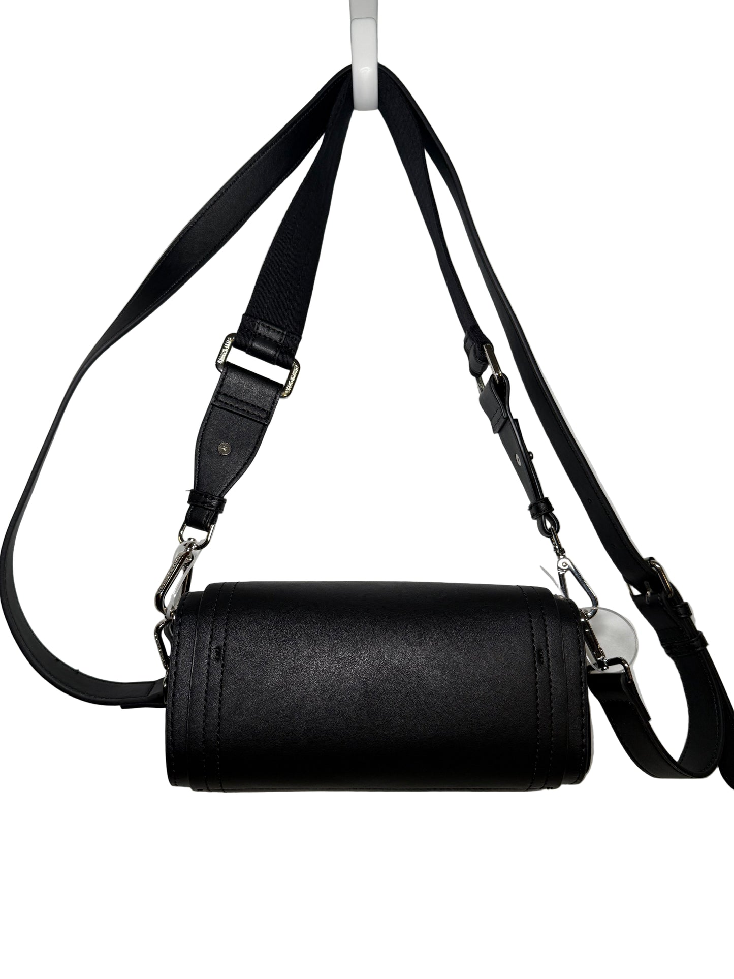 Cylinder Black Leather Shoulder/Crossbody Bag