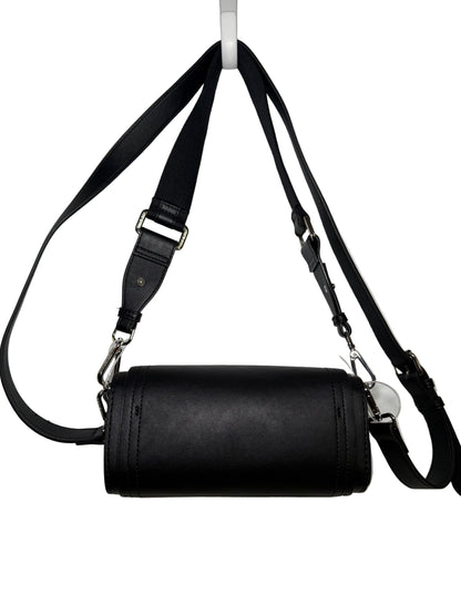 Cylinder Black Leather Shoulder/Crossbody Bag