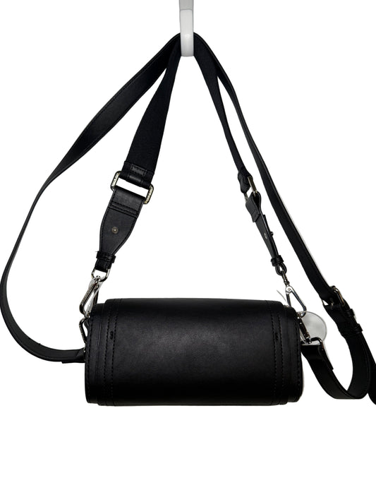 Cylinder Black Leather Shoulder/Crossbody Bag