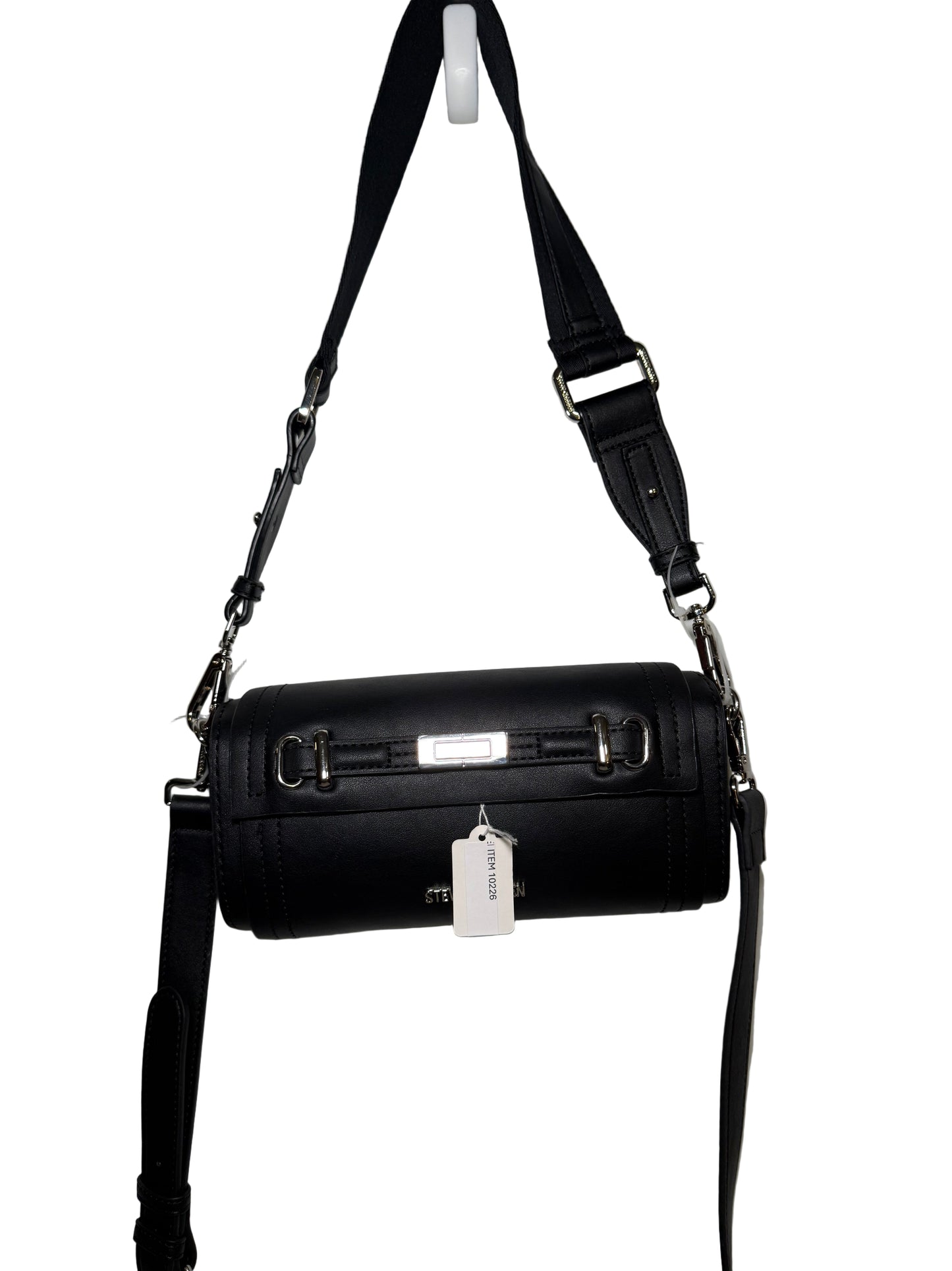 Cylinder Black Leather Shoulder/Crossbody Bag