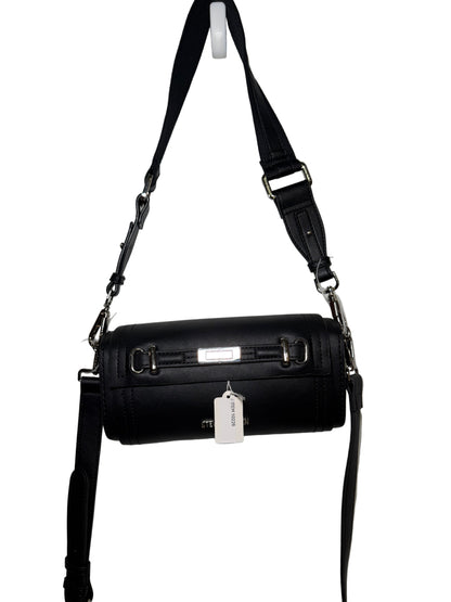 Cylinder Black Leather Shoulder/Crossbody Bag
