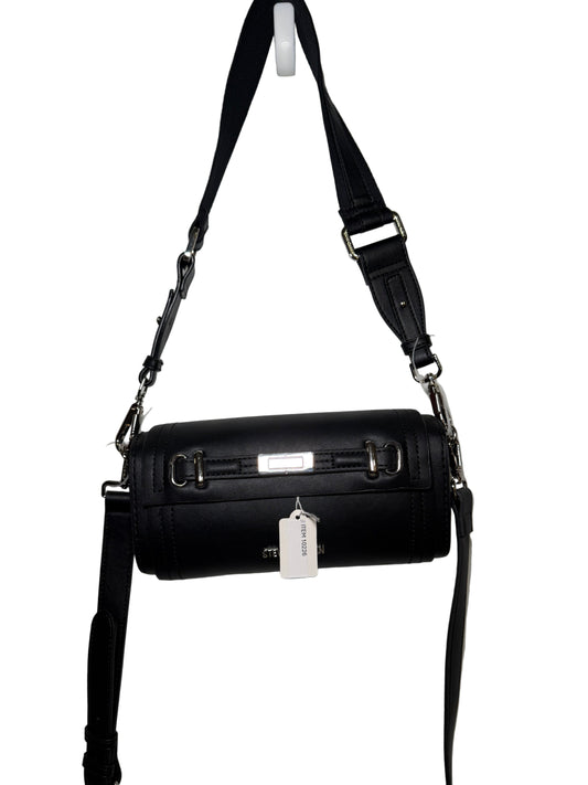 Cylinder Black Leather Shoulder/Crossbody Bag
