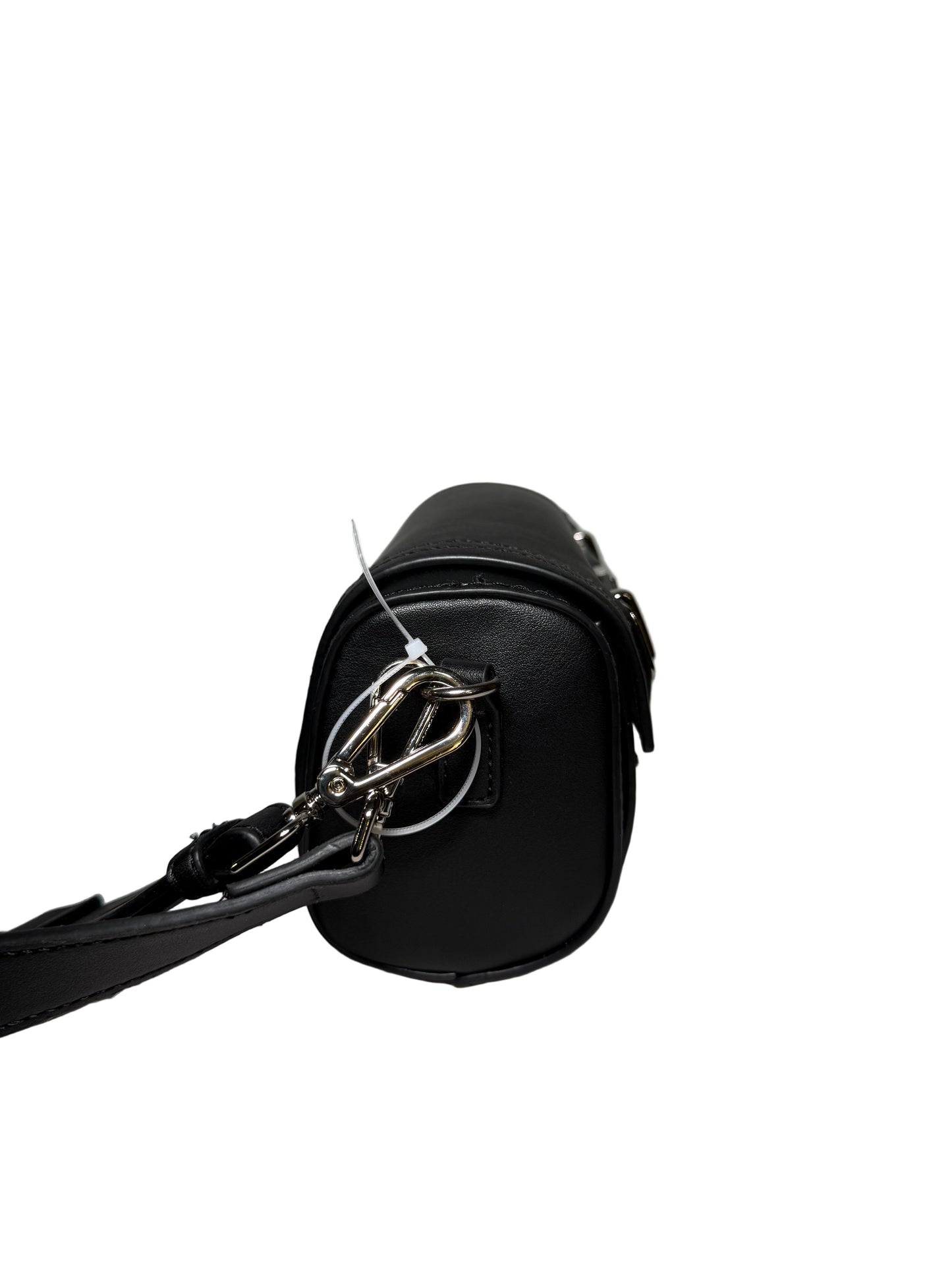 Cylinder Black Leather Shoulder/Crossbody Bag