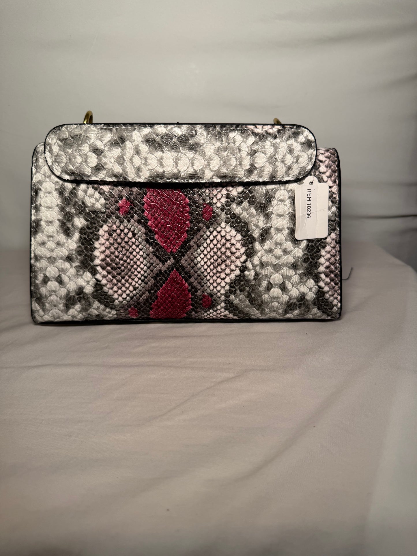 Color block Snakeskin Flap Square Bag
