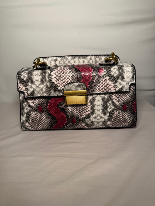 Color block Snakeskin Flap Square Bag