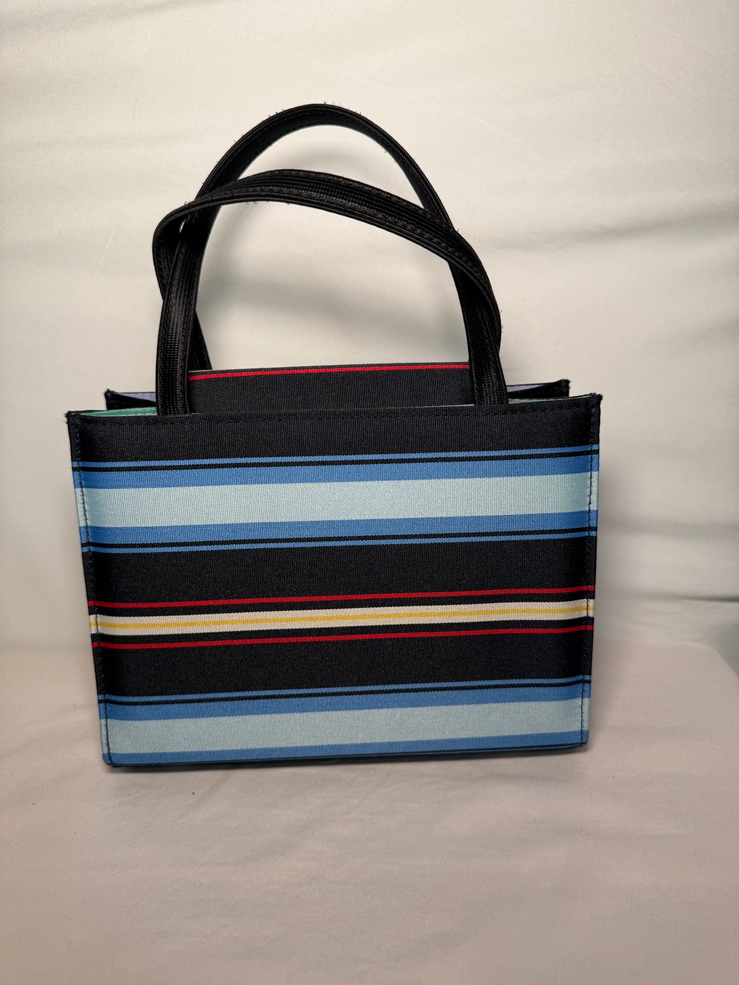 Pre-owned cute little striped tote nylon purse.
