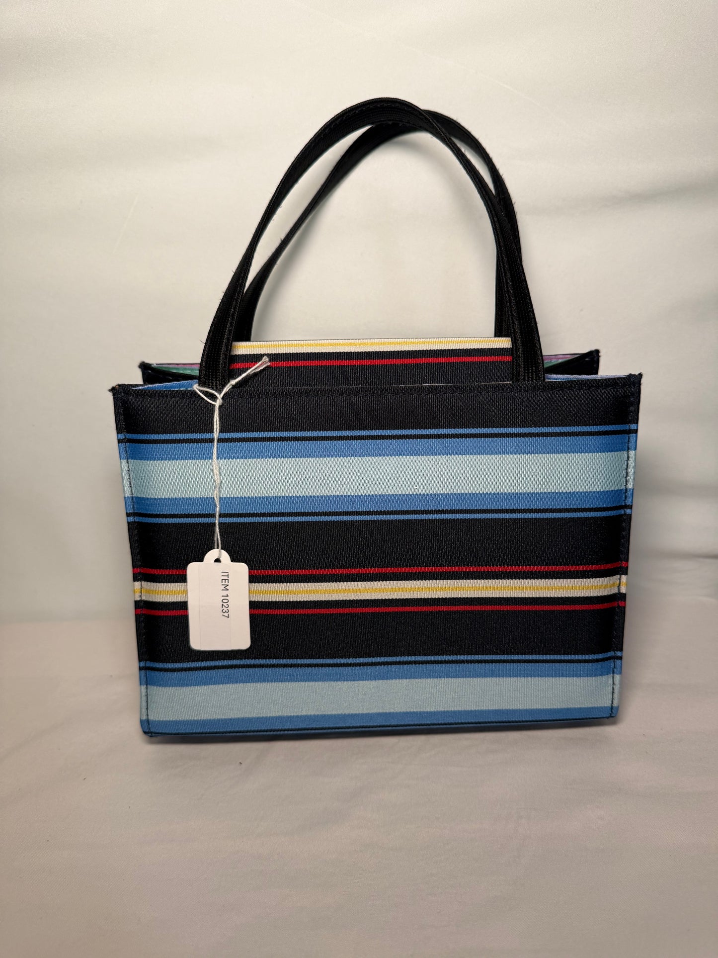 Pre-owned cute little striped tote nylon purse.