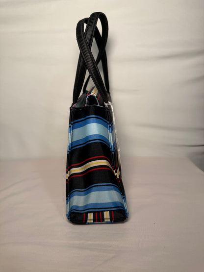 Pre-owned cute little striped tote nylon purse.