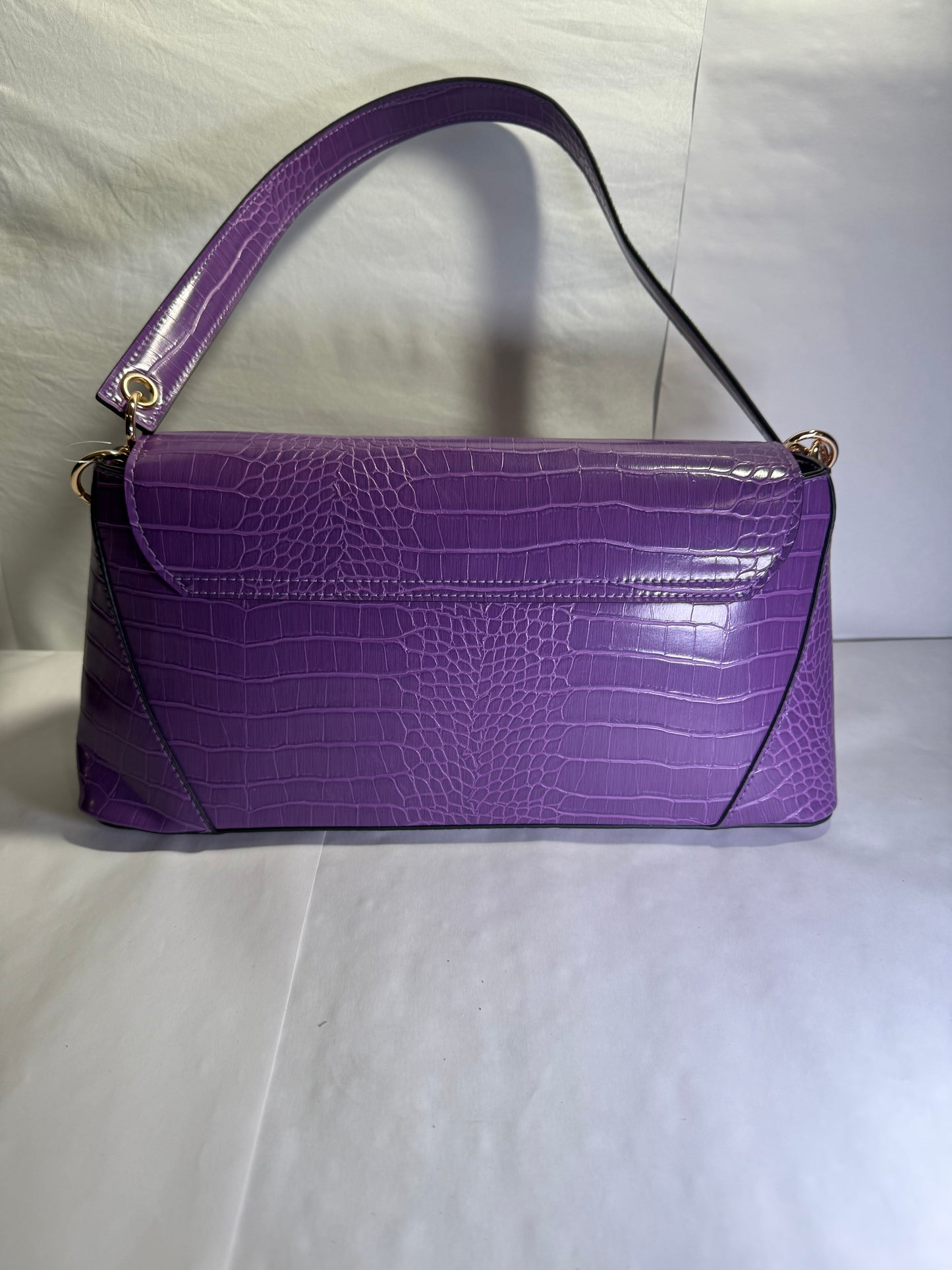 Purple Crocodile Faux Leather Tote/Shoulder
