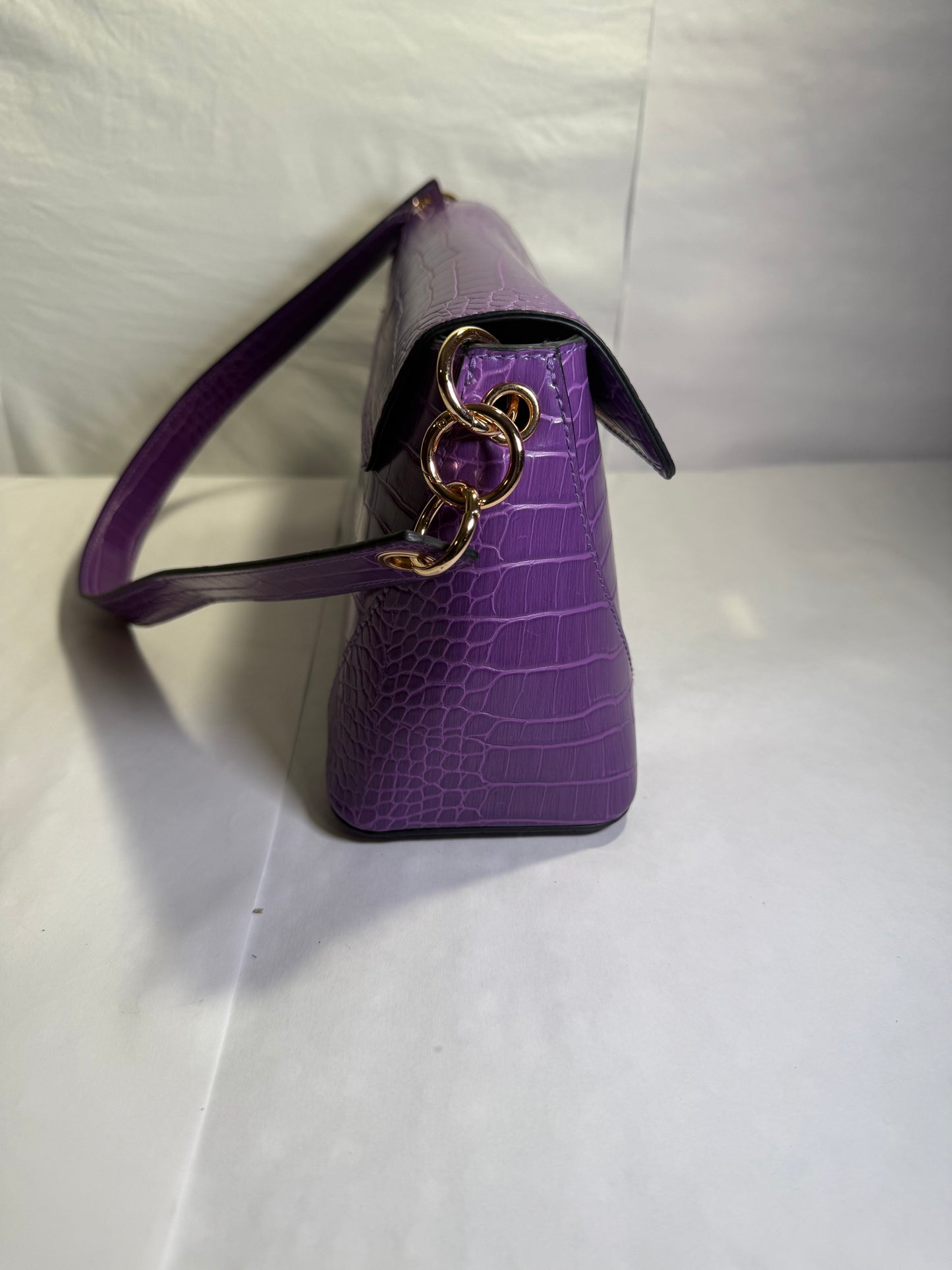 Purple Crocodile Faux Leather Tote/Shoulder