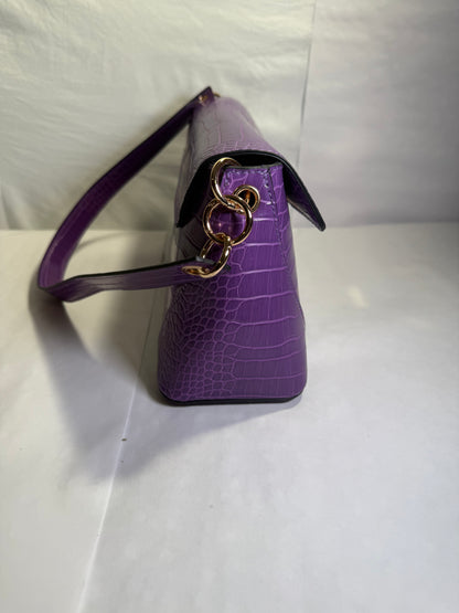 Purple Crocodile Faux Leather Tote/Shoulder