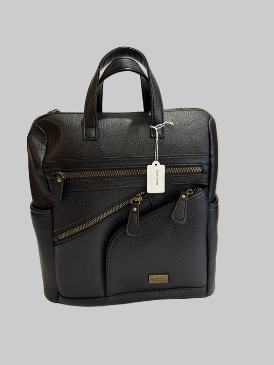 Black Backpack w/adjustable straps. 3 External zipper compartments