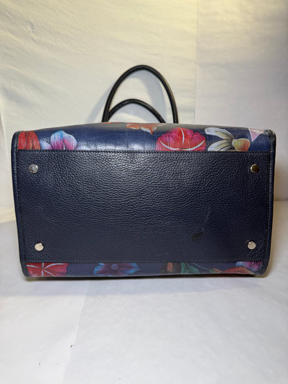 Claudia Firenze 100% Leather navy, floral tote