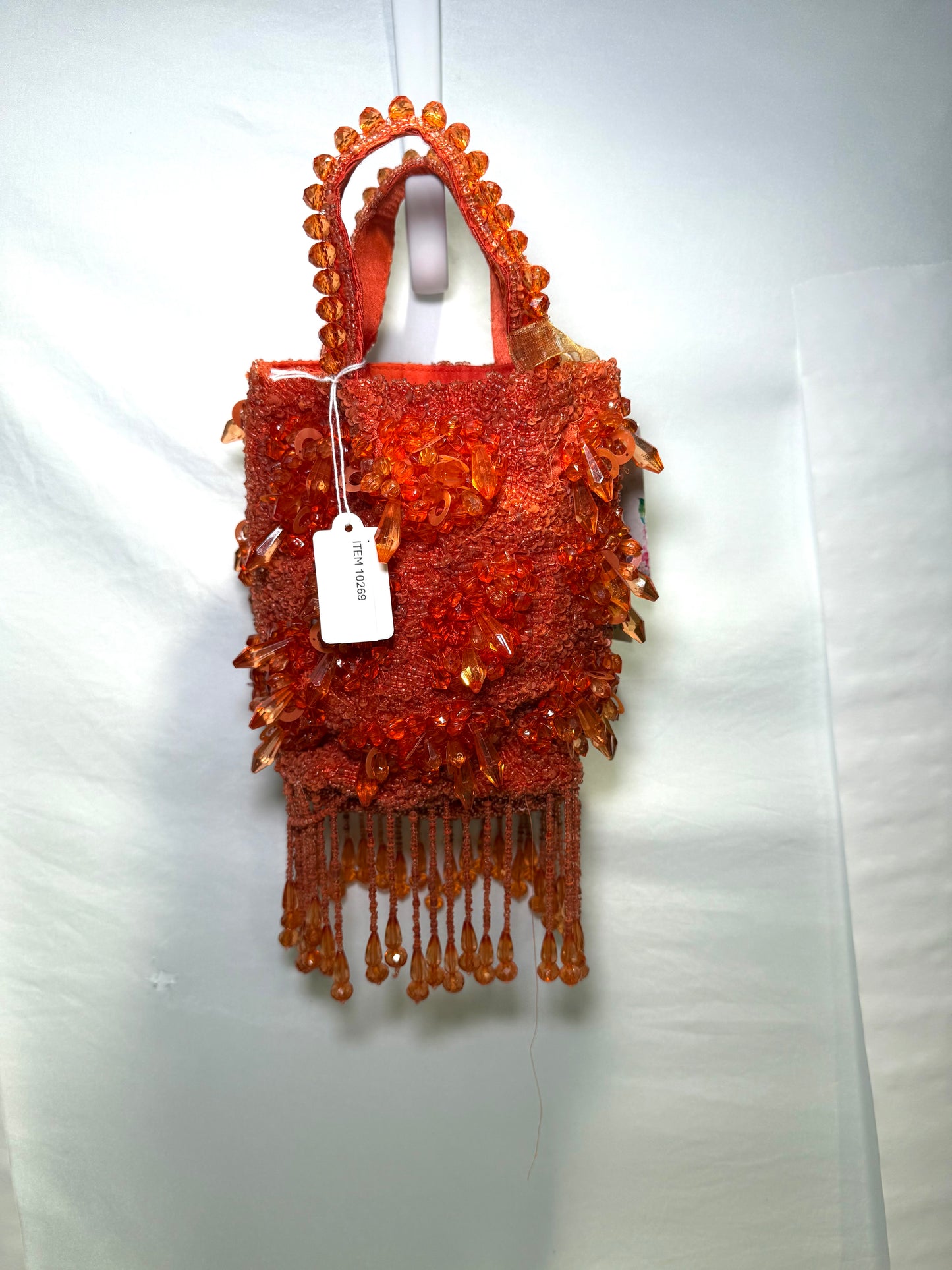 Cute Little Orange Beaded Bag