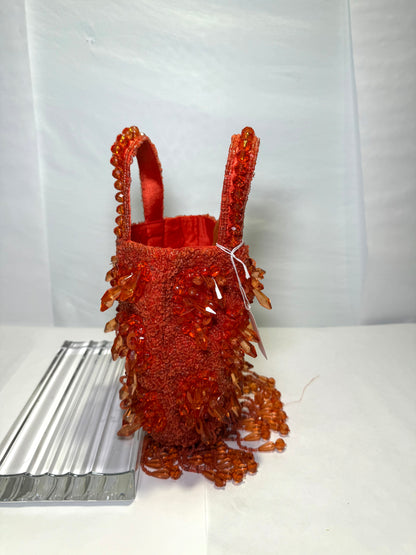 Cute Little Orange Beaded Bag