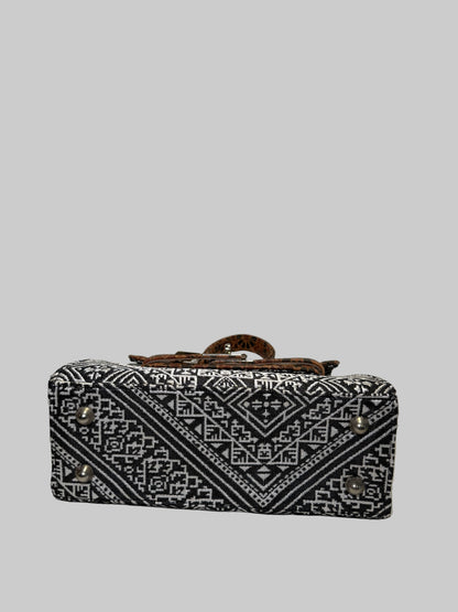 Moroccan Tarz Ghorza Fabric and Leather Tote