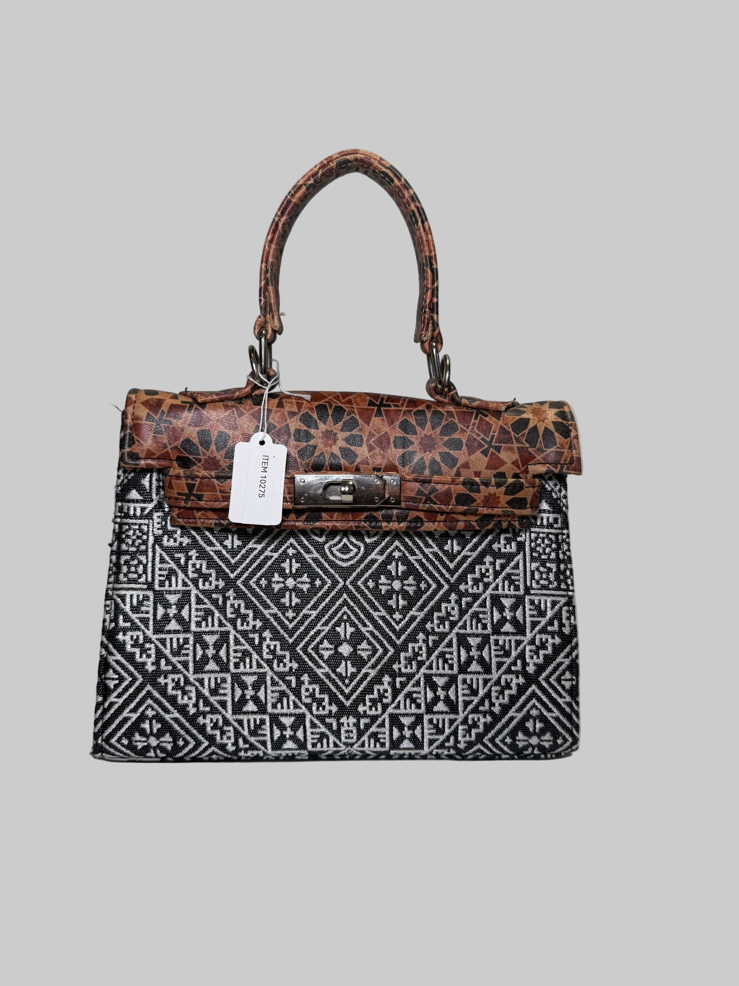 Moroccan Tarz Ghorza Fabric and Leather Tote