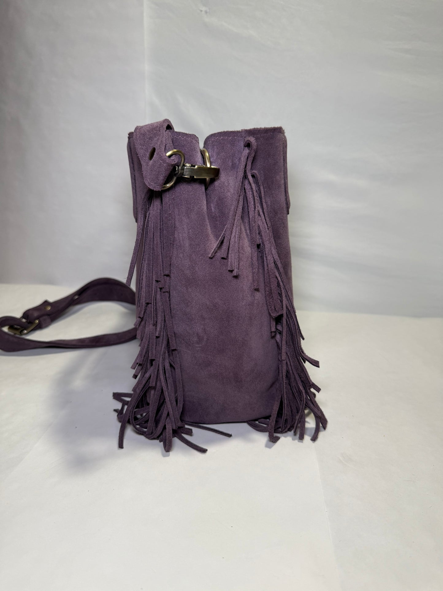 Purple Suede Shoulder Bag