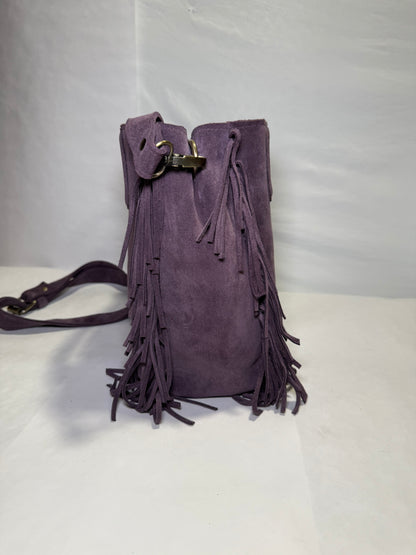 Purple Suede Shoulder Bag
