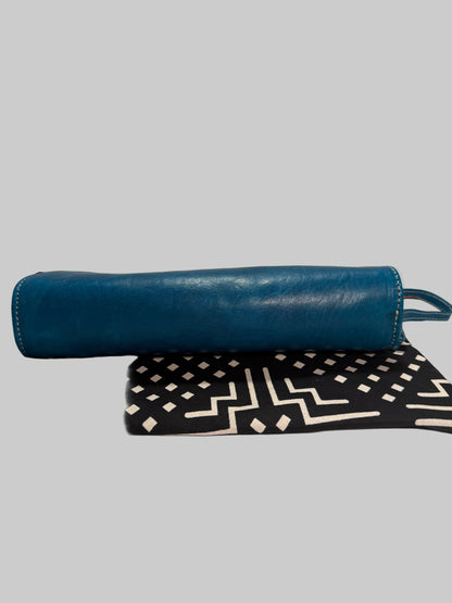 Medium Turquoise Leather pencil case/Make up bag