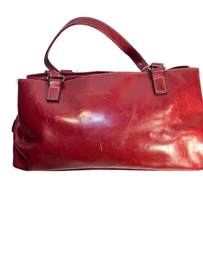Pre-owned vintage dark red faux leather shoulder bag.