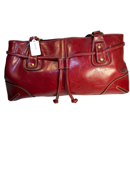 Pre-owned vintage dark red faux leather shoulder bag.