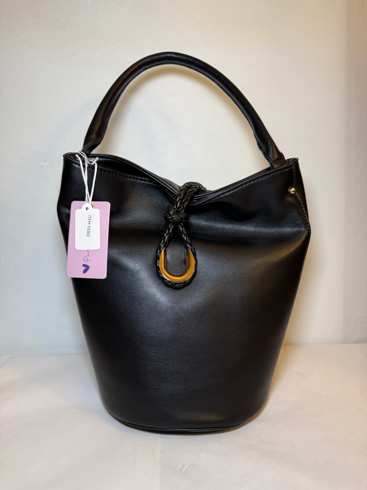 Replica Bottega Veneta Black Leather Liberta Bucket Bag