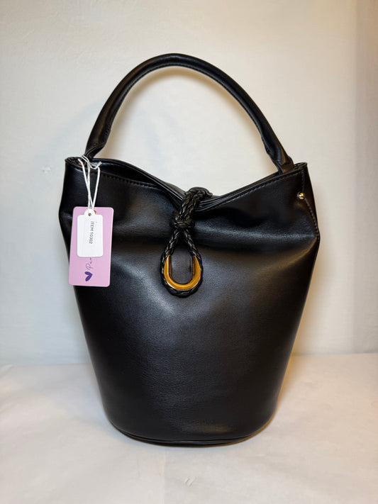 Replica Bottega Veneta Black Leather Liberta Bucket Bag