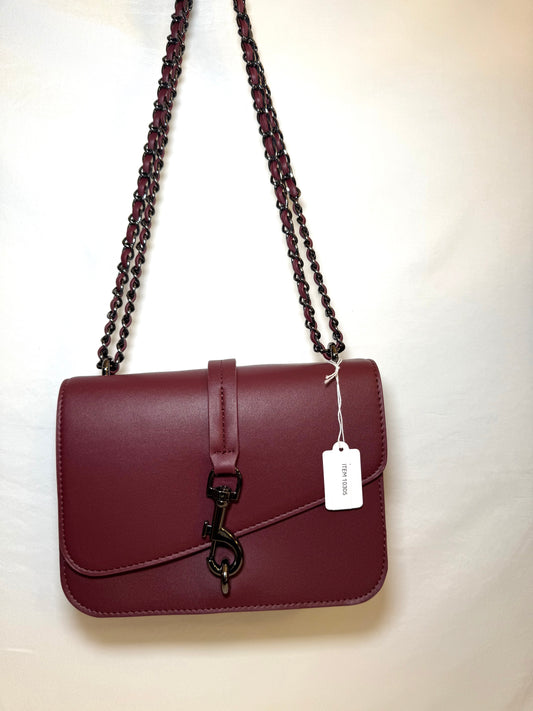 Small Burgundy Bag With Chain Shoulder Strap